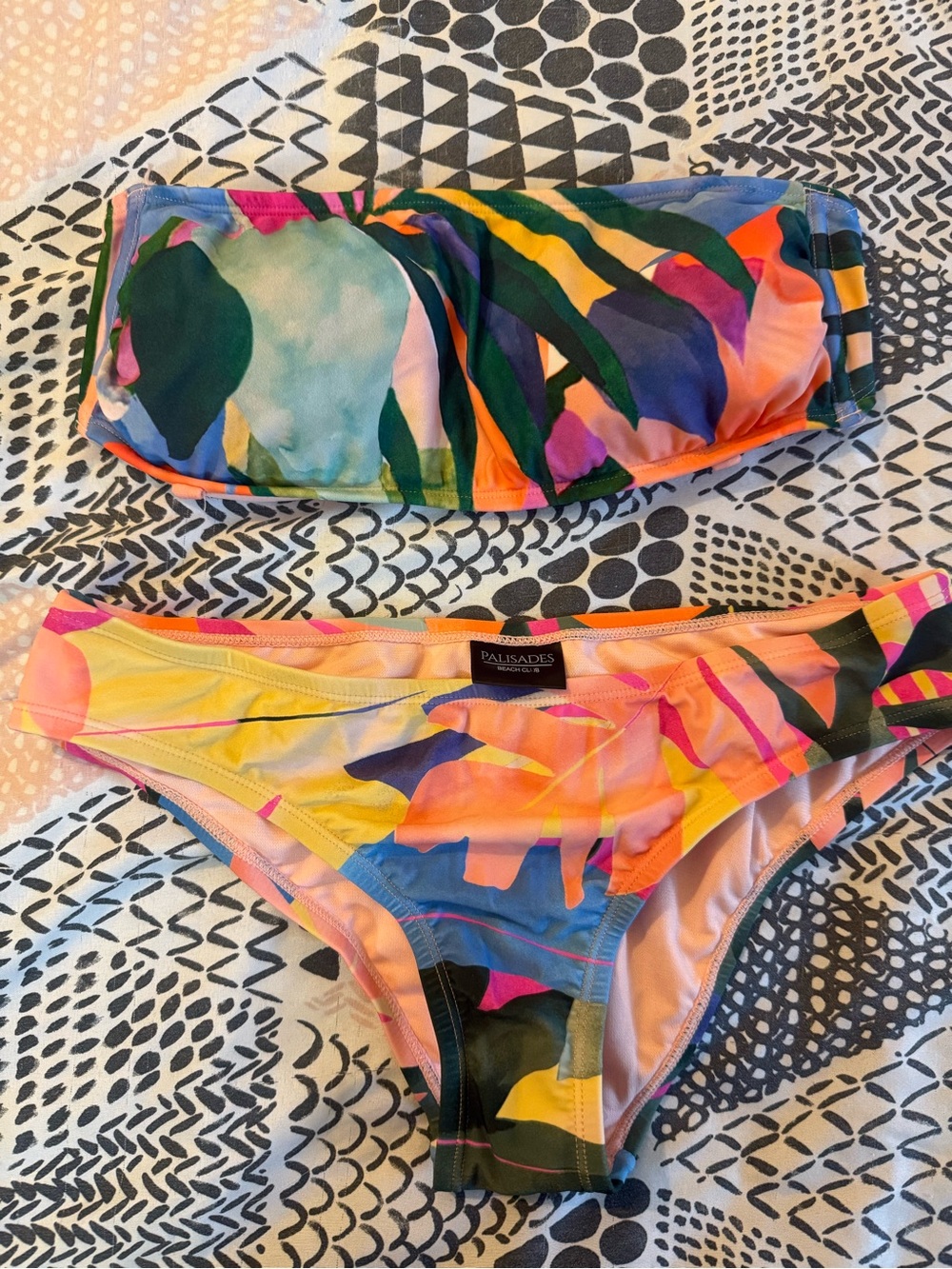 Palisades Multicolor Bandeau Bikini Set - Tropical Brights
